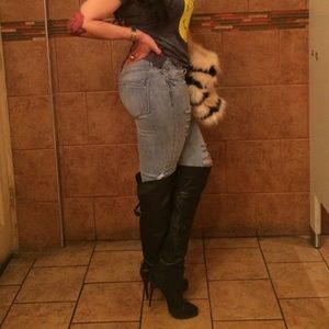 Black Leather Over The Knee Boots