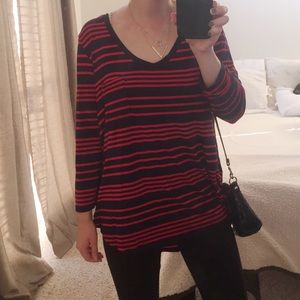 flowy red/blue striped top