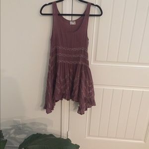 Free People Voile & Lace Trapeze Slip - Fawn/Combo