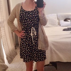 floral navy blue and cream dress
