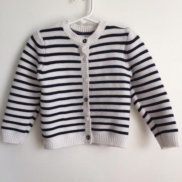🚫SOLD🚫🐼MARK & SPENCER CREAM STRIPED CARDIGAN - Picture 4 of 4