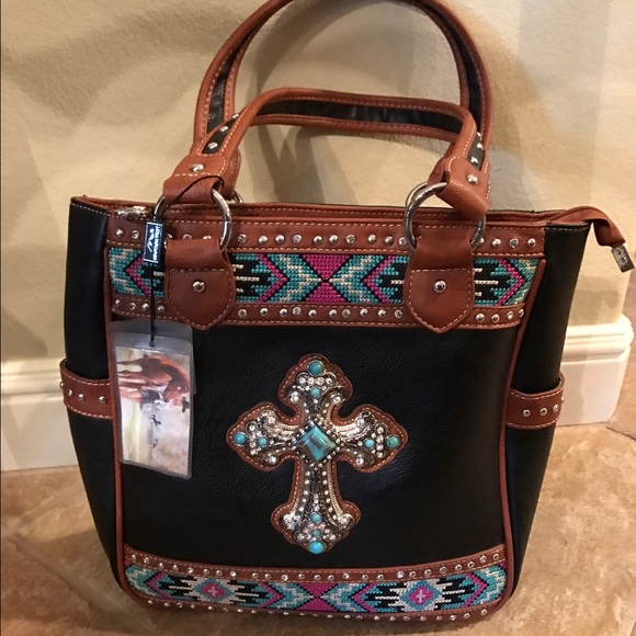 Montana West Handbags - Country Western purse with pink and blue beading