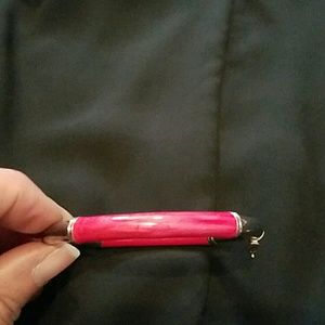 Sterling silver and pink enamel ring and bangle