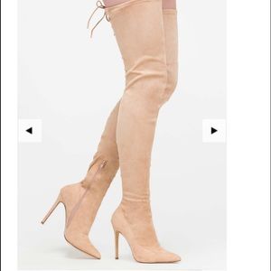 Nude thigh high boots