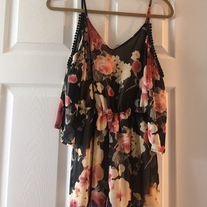 Black floral romper off shoulder