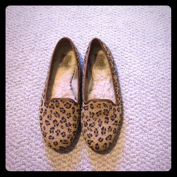 UGG cheetah flats with gold accent