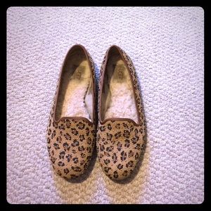 UGG cheetah flats with gold accent