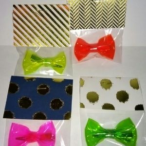 Neon plastic clear bows
