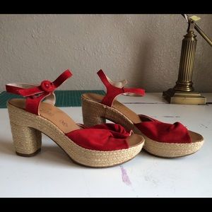 Paul Green RED PLATFORM espadrilles sz 9