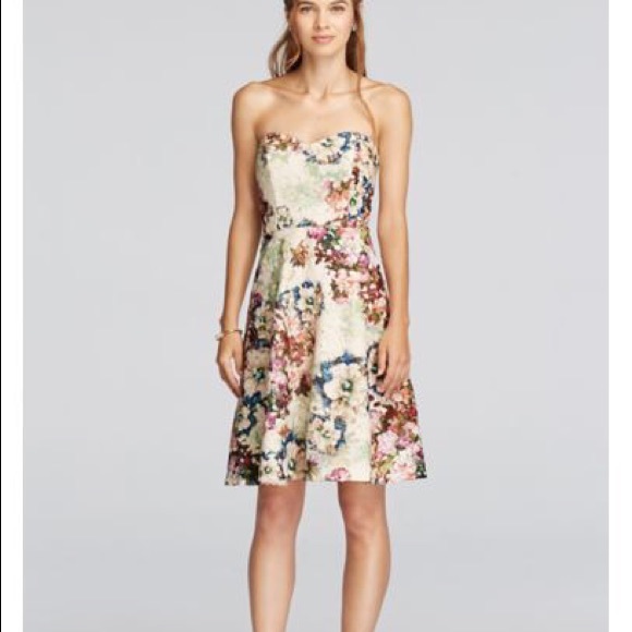 Strapless Printed Lace Dress - Davids Bridal