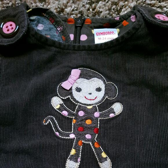 Gymboree Brown Corduroy Monkey Dress, Leggings - Picture 3 of 4