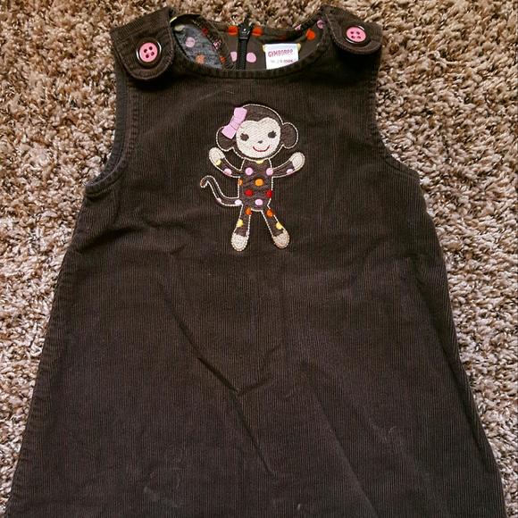 Gymboree Brown Corduroy Monkey Dress, Leggings - Picture 2 of 4