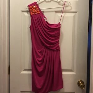 Max & Cleo hot pink cocktail dress, one shoulder