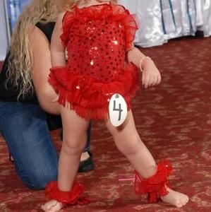 Red sequin pageant swim wear