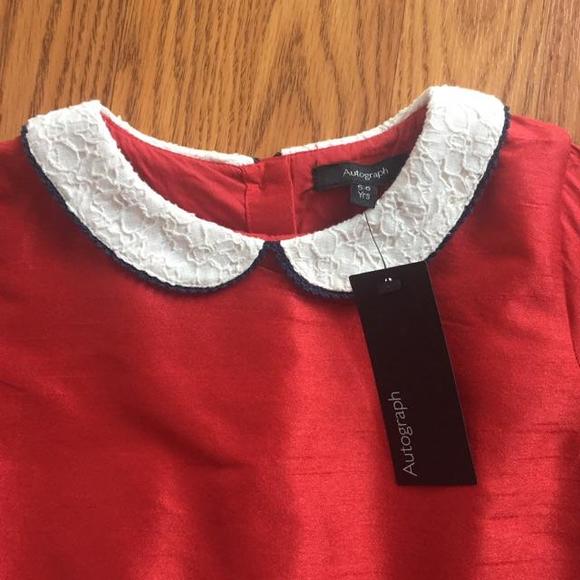 Red Dress with Accent Collar - Picture 3 of 4