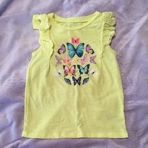 Yellow tank with ruffle shoulder detail