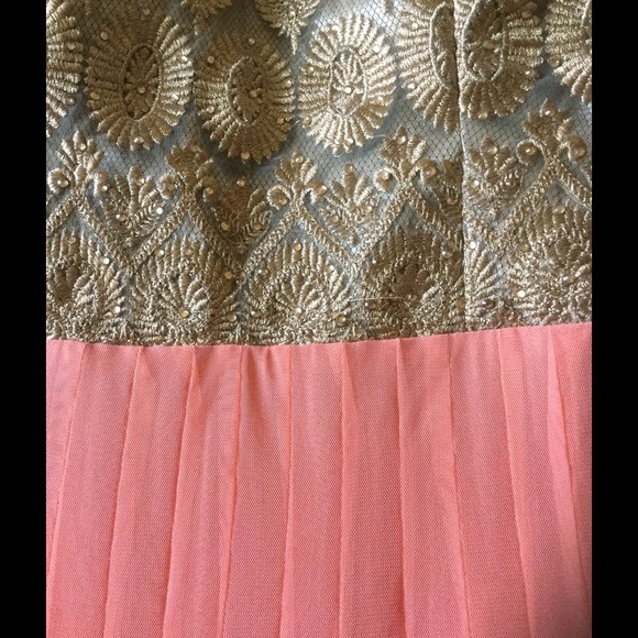 Indian peach color net dress - Picture 4 of 4