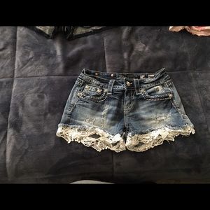Lace Denim Shorts