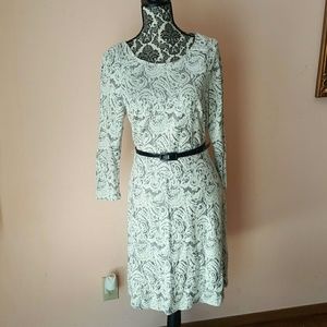 Beige long sleeve A-line dress