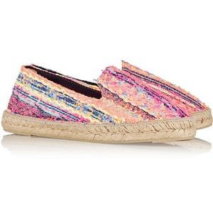 Manebi neon tweed espadrille flats size 37