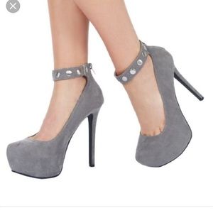 Grey Velvet Heels