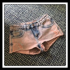 Zara washed denim orange/pinkish shorts