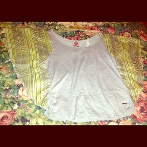 Hang Ten Grey Shirt, 3/4 Sheer Sleeves Yellow/Grey