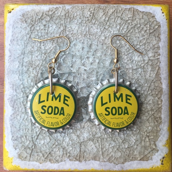 Handmade Bottle cap earrings.