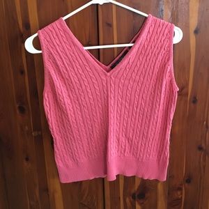 Pink Cropped Sleeveless Sweater
