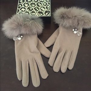 Real rabbit fur dressy gloves