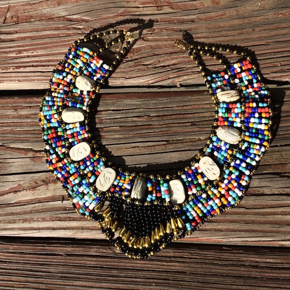 Beaded tribal necklace.