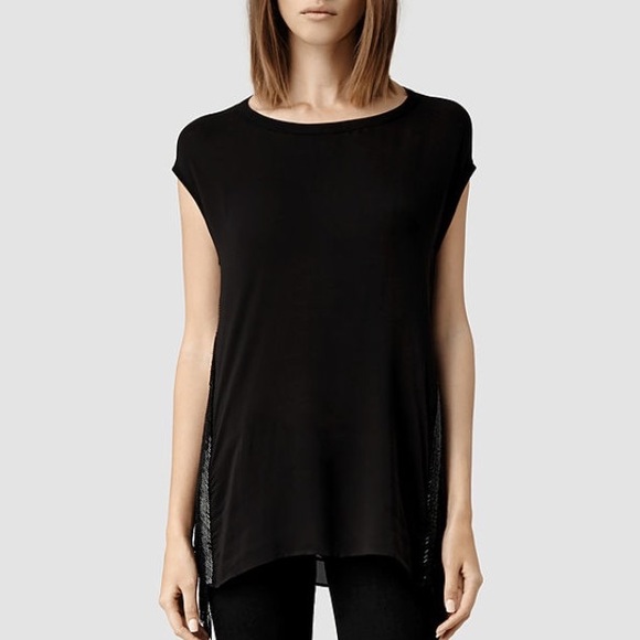 ☀️ All Saints Acalia Top - black w/ size chains - Picture 1 of 4