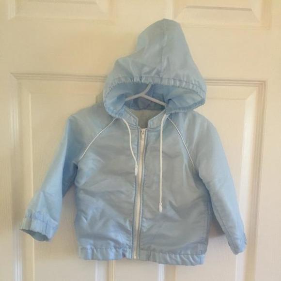 Lightweight light blue hooded wind jacket size 12 months