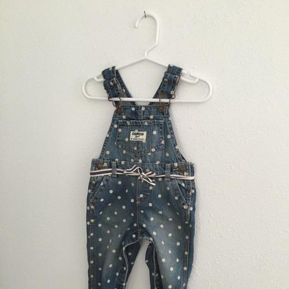 Oshkosh bgosh polkadot denim overalls