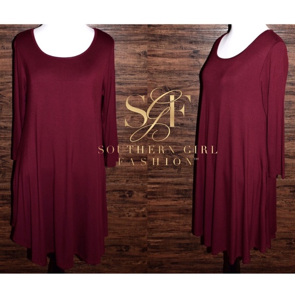 SWING DRESS Draped Pullover Pocket Swingy L/S Mini - Picture 5 of 6