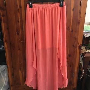 NWOT Coral/Orange High Low Skirt