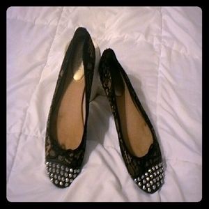 Rachel Roy spiked toe lace inset flats