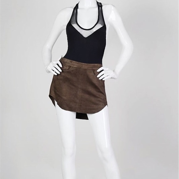 Olivaceous Vegan Leather Mini Skirt Sz Med NWT