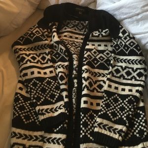 Tribal print black and white cardigan