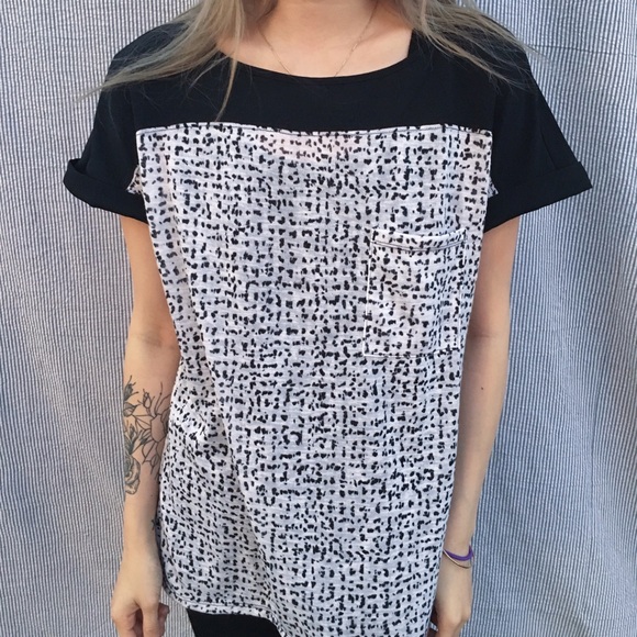 Calvin Klein Black & White Spotted / Speckled Top