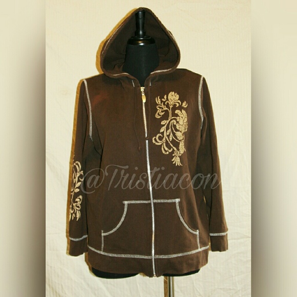 Brown Long Sleeve Hooded Jacket sz 1X
