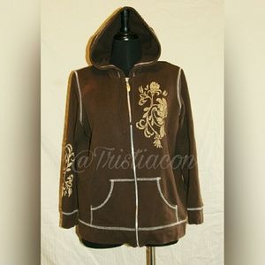 Brown Long Sleeve Hooded Jacket sz 1X
