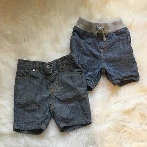 Lot: 2 pairs of denim look shorts size 18mo