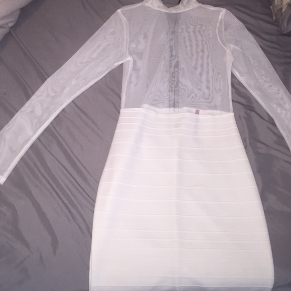 Mesh white midi dress