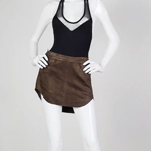 Olivaceous NWT Vegan Leather Brown Mini Skirt Sz L