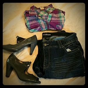 Lane Bryant lightly flared dark wash jeans