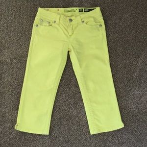 Neon yellow Miss Me Capri Jeans