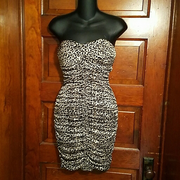 Charlotte Russe Dresses & Skirts - Bodycon Strapless Cheetah Club After Hours Dress M Charlotte Russe Dresses & Skirts - Bodycon Strapless Cheetah Club After Hours Dress M