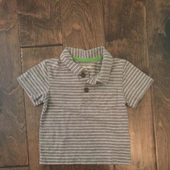 Gray striped polo