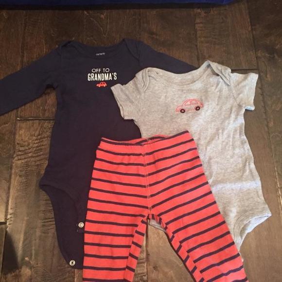 3-piece set: long sleeve, short sleeve onesies and pants